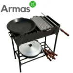 Мангал с чугунной сковородой, решеткой и шампурами