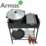 Мангал 70x35x14 см с котлом и решеткой