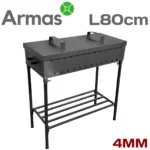 BBQ charcoal grill 80x35x14 cm with lid, 4 mm steel, with shelf