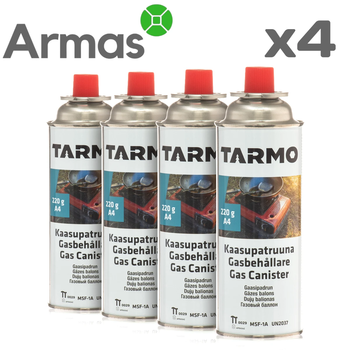 Gāzes baloni propāns-butāns 220 g, 4 gab. komplekts