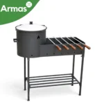 KOMPLEKTS COMBO №1 – Mangals ar krāsni 36 cm ar Uzbeku čuguna kazanu 8L + 5 iesmi - Image 2