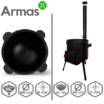 KOMPLEKTS COMFORT Nr.17 (Krāsns 12-16L kazanam + uzbeku kazans 16L + plova karote 46cm + zupas kauss 46cm) - Image 2