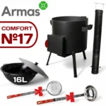 Comfort krāsns ar skursteni un 16L uzbeku kazans