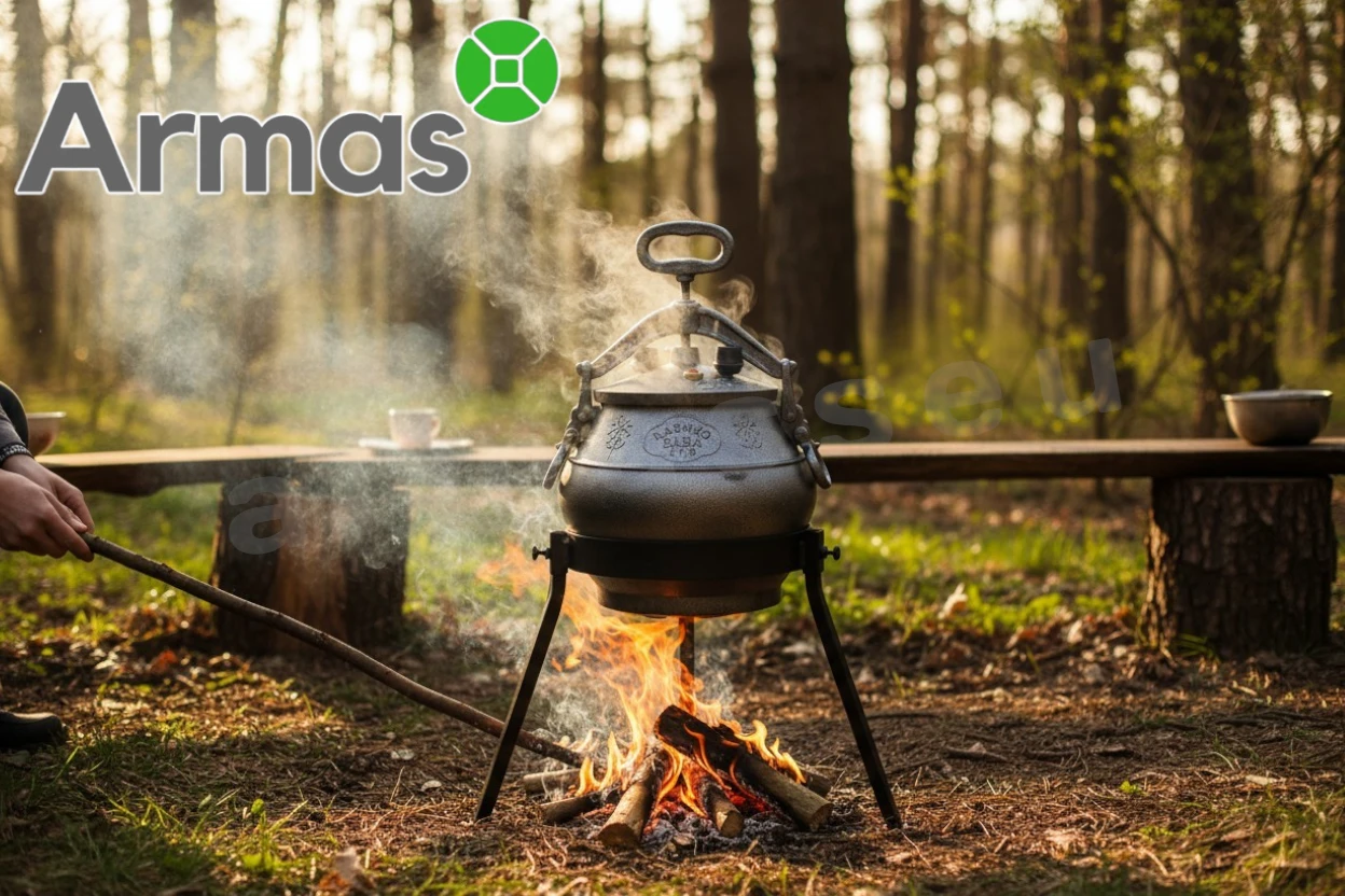 Афганский казан 8 л SB на треноге для приготовления на открытом огне на природе