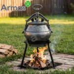 Afgāņu kazans 10L melnais (SB) uz trijkāja pagalmā