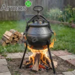 Afgāņu kazans 12L melnais (SB) ar trijkāji uz uguns