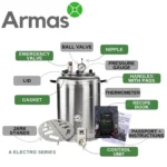 Electric Universal Autoclave UTEHO A with labeled main parts