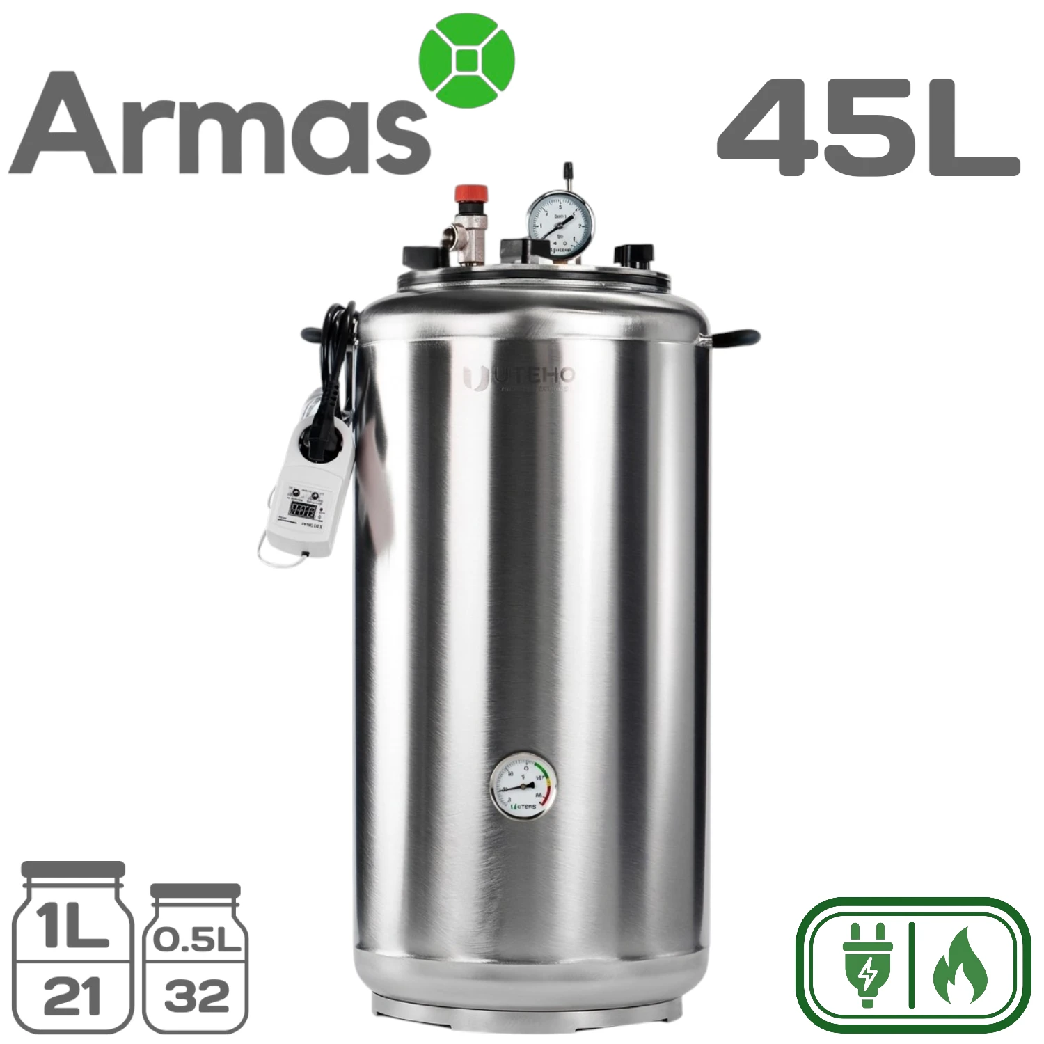 Elektriskais universālais autoklāvs UTEHO A-32E no nerūsējošā tērauda, 45 l