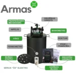 Elektriskais universālais autoklāvs UTEHO CHE-16E ar galveno detaļu apzīmējumiem