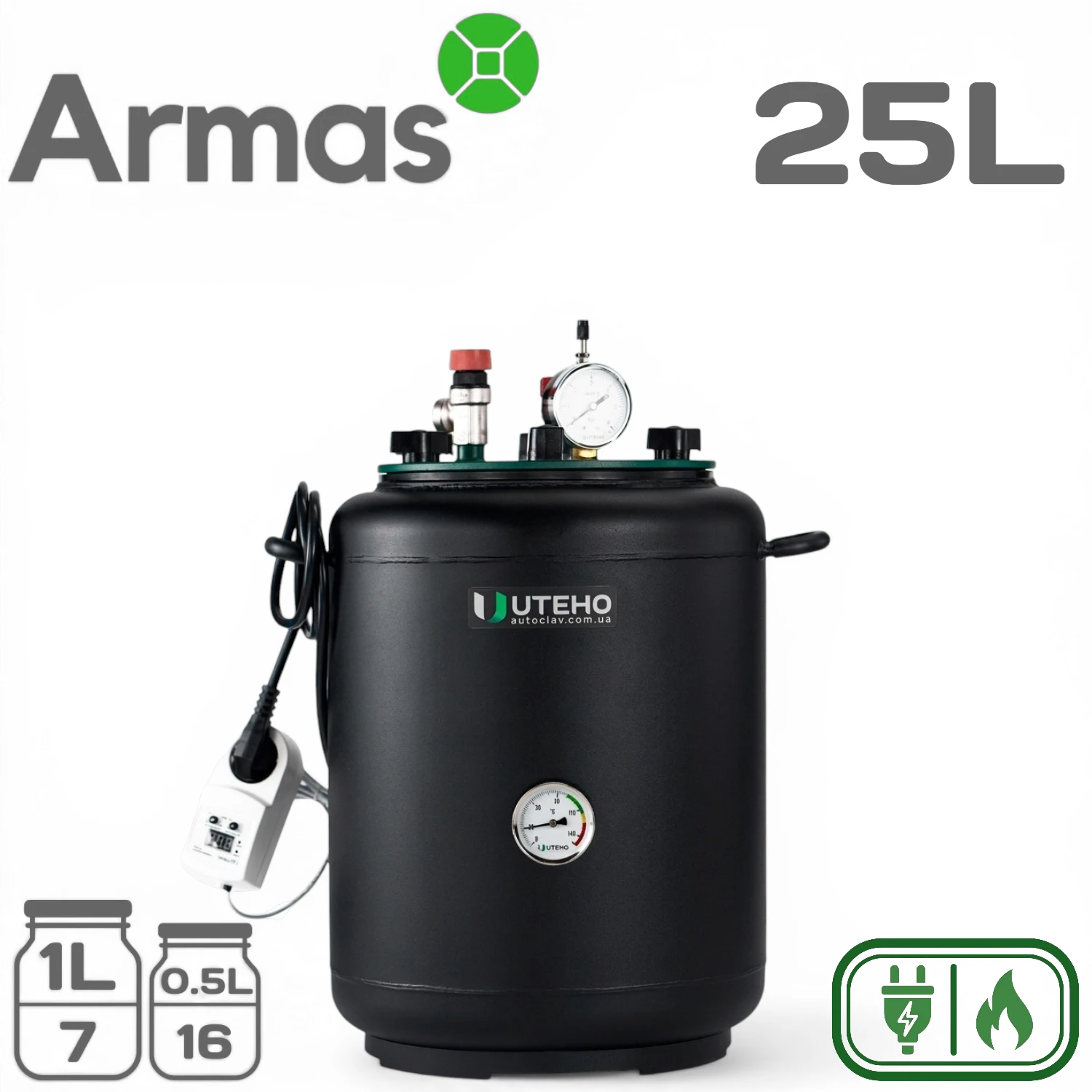 Electric Universal Autoclave UTEHO UTEH-16E, 25 l