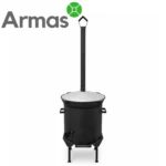 KOMPLEKTS EKONOM №4 (Krāsns 12-16L kazanam ar skursteni + uzbeku kazans 16L + plova karote 46cm + zupas kauss 46cm) - Image 2