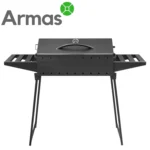 Foldable BBQ Grill for 9 Skewers, 3 mm, with Thermometer and Shelves - Image 2