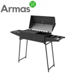 Foldable BBQ Grill for 9 Skewers, 3 mm, with Thermometer and Shelves - Image 4