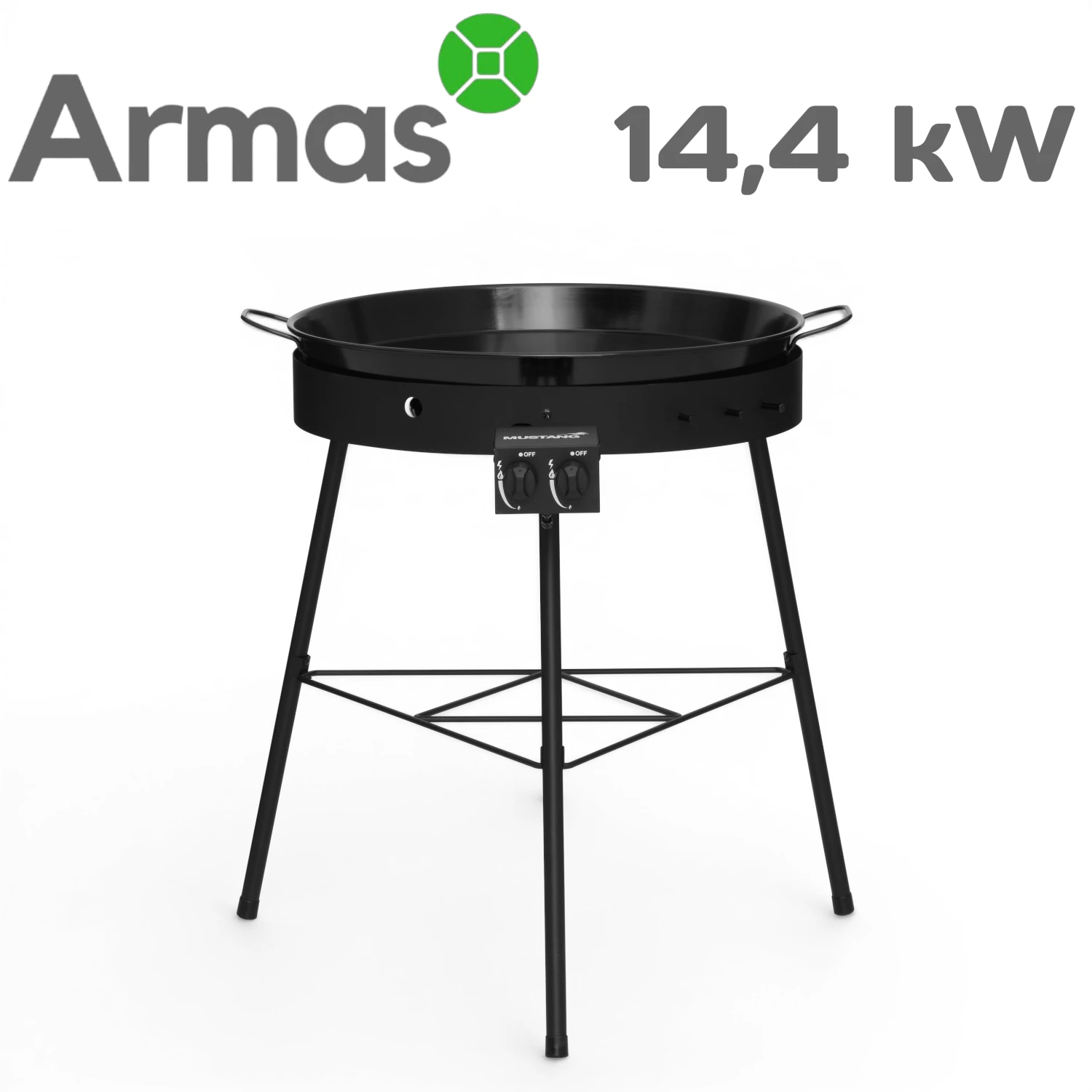 Gāzes deglis Premium XL 14,4 kW Mustang, 60 cm, ar statīvu un pannu