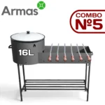 KOMPLEKTS COMBO №5 – Mangals ar krāsni 46 cm ar Uzbeku čuguna kazanu 16L + 6 iesmi