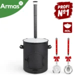 KOMPLEKTS PROFI №1 – Krāsns kazanam 40–80L ar skursteni + Uzbeku kazans 40L + plova karote + zupas kauss - Image 2