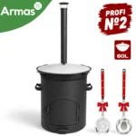 KOMPLEKTS PROFI №2 – Krāsns kazanam 40–80L ar skursteni + Uzbeku kazans 60L + plova karote + zupas kauss - Image 2
