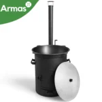 KOMPLEKTS PROFI №3 – Krāsns kazanam 40–80L ar skursteni + Uzbeku kazans 80L + plova karote + zupas kauss - Image 4