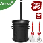 KOMPLEKTS PROFI №5 – Krāsns kazanam 80–110L ar skursteni + Uzbeku kazans 110L + plova karote + zupas kauss - Image 2