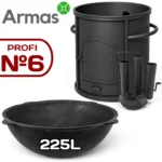 KOMPLEKTS PROFI №6 – Krāsns kazanam 225L ar skursteni + Uzbeku kazans 225L