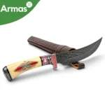 Узбекский национальный нож Пчак 285/160 - дамасская сталь, рукоять из кости — изображение 2