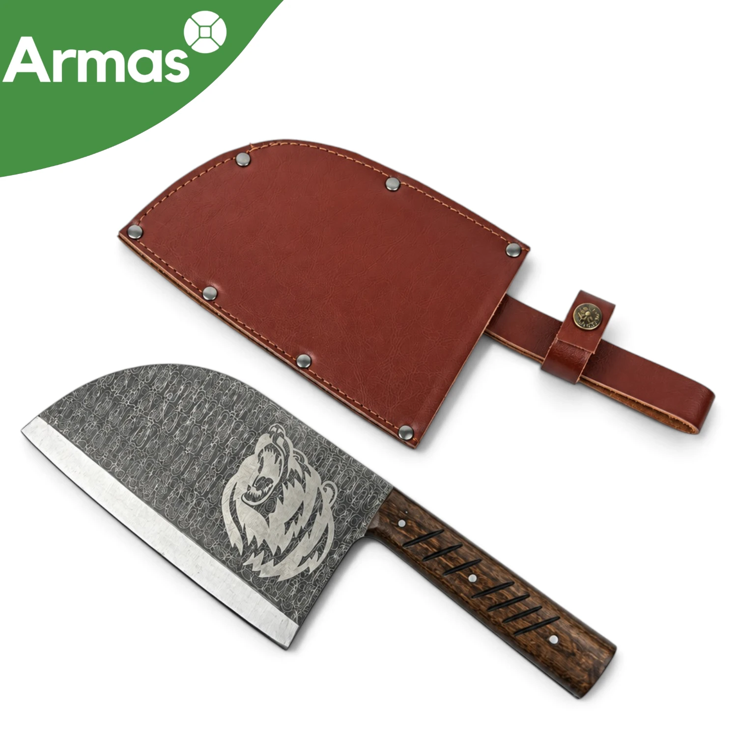 Uzbeku roku darba gaļas cirvis 330/160 - 65G tērauds, koka rokturis